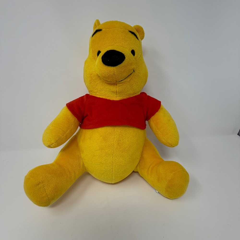 Disney Winnie the Pooh Plush Stuffed Animal Toy 12 Inch Yellow Red Classic Bear